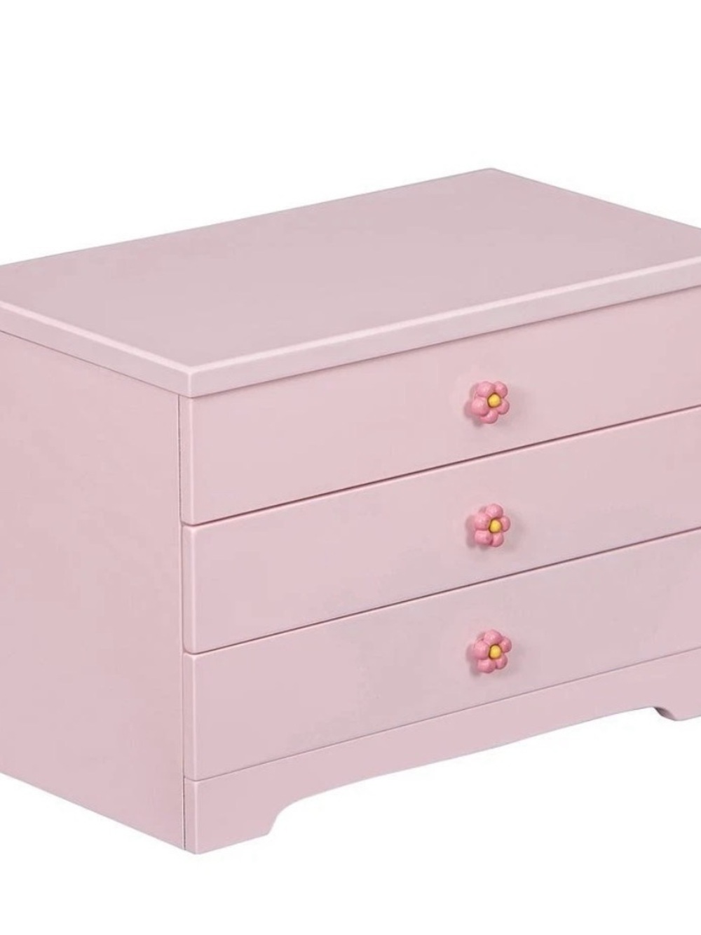 Pink 3-Drawer Jewelry Organizer Chest with Flower Knobs